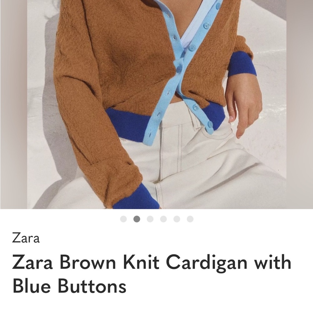 Zara Brown Cardigan with Blue Details